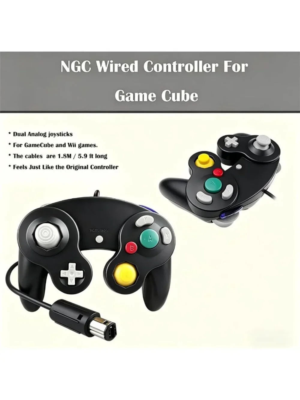 2 Pack Wired Game Controllers for Gamecube & Wii - Plug & Play, Zero Latency